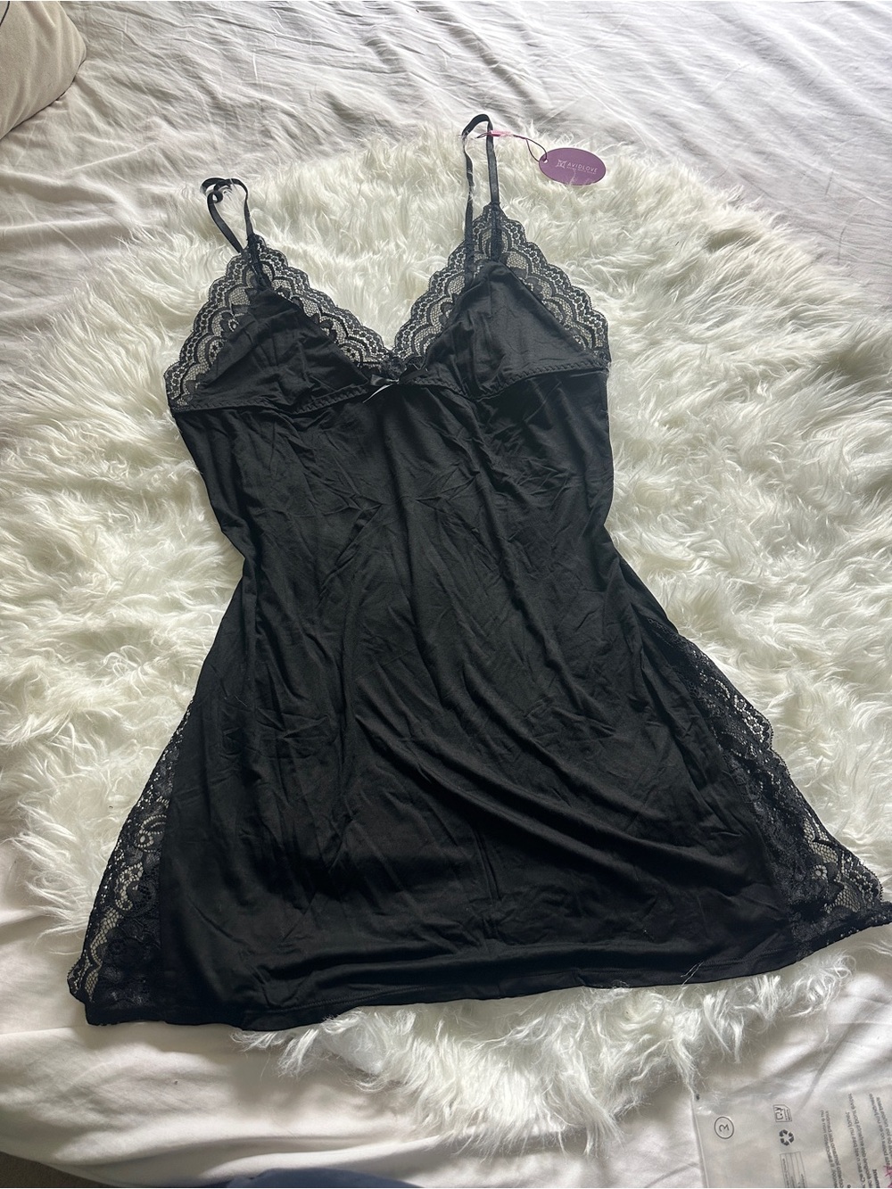 Black Lace Trim Chemise Nightdress - Women Intimates & Sleepwear